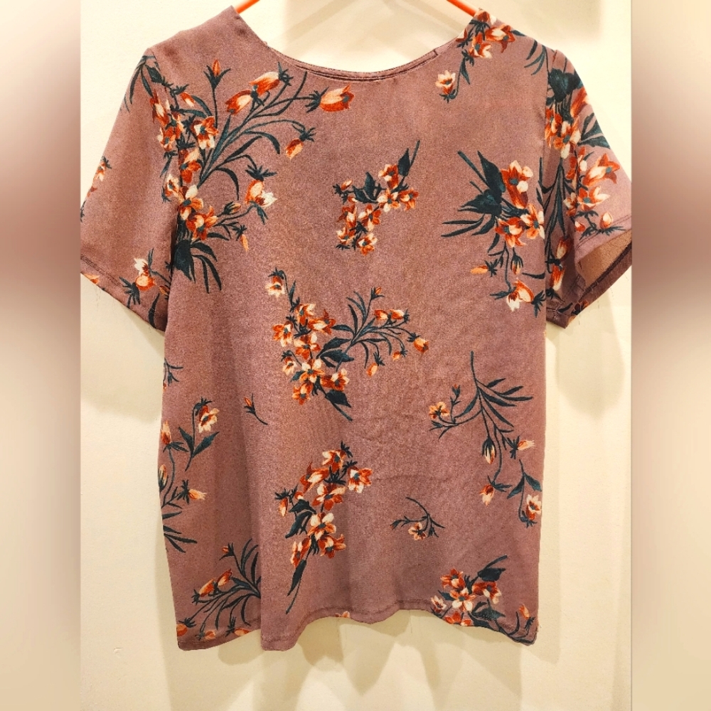 Zara collection medium brown floral shirt
